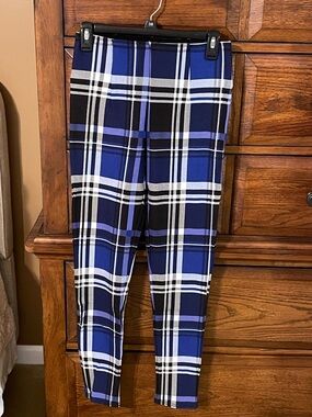 Slim Factor by Investments blue Plaid Leggings